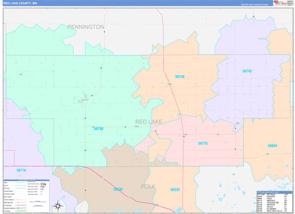 Red Lake County MN Wall Map Color Cast Style By MarketMAPS MapSales